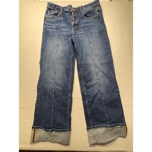 DRIFTWOOD Betty pintuck Leg Cropped Jeans Medium Wash Distressed Cuffs Size 31